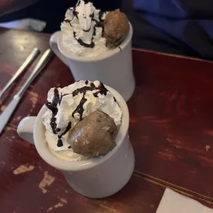 Hot cocoa with blueberry donut hole