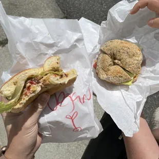 Vegan Greek salad bagels