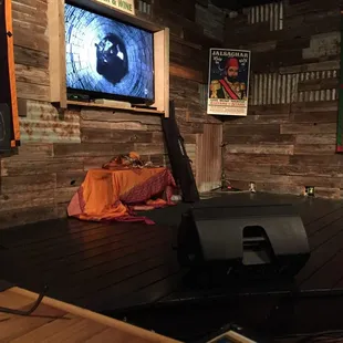 Indoor stage. Tonight the music was outside.