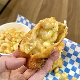Cheezy Mac and Shrimp Egg Rolls