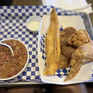 1 Pork Chop, 1 Wing and 1 Fish Platter