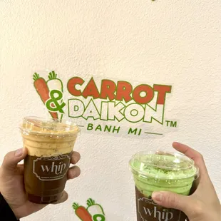 Creme Brûlée (L), Pandan Coffee (R)