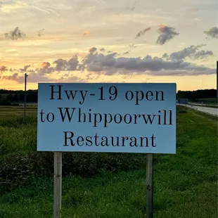 Sign off HWY 12/19. They are OPEN