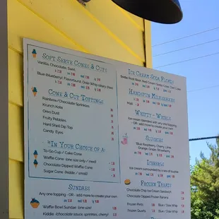 Drive thru menu 2020