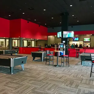 a pool table and arcade