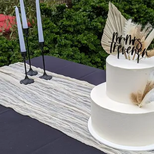 Buttercream cake, with Boho accents.