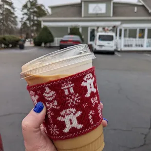 Iced salted caramel latte with oat milk