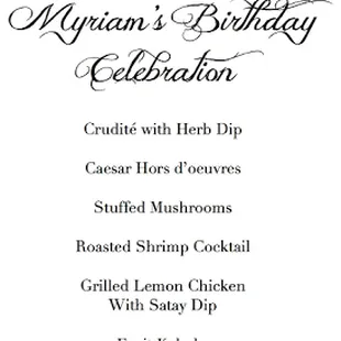 Hors d ' oeuvres Birthday Party