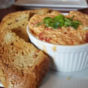 Cheddar parmesan pimento cheese and toast $7