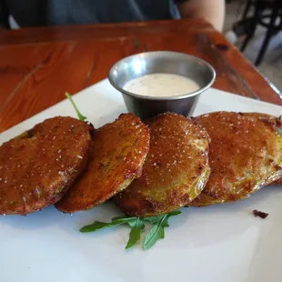 My first time trying fried green tomatoes and I could not get enough, so ordered a 2nd side of them!