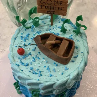 a cake with a boat on it