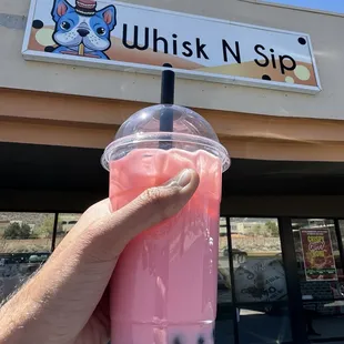 Strawberry Milk Tea with Boba