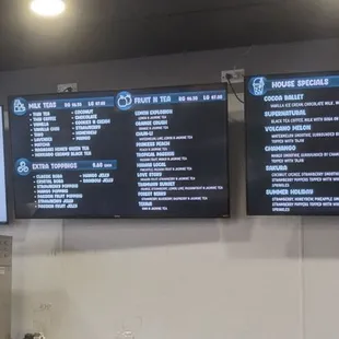 The menu screens