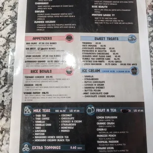 The menu. As of 4/6/24, some items like the veggie rice bowl are not yet available but will be when she hires more staff.