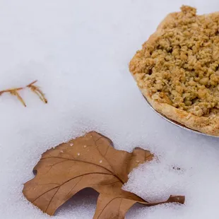 Happy Pi day!  Freshly fallen snow and Caramel Apple pie to help us thaw.