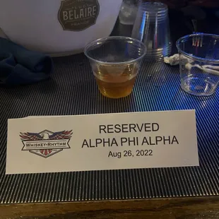 Reserved table for our fraternity.