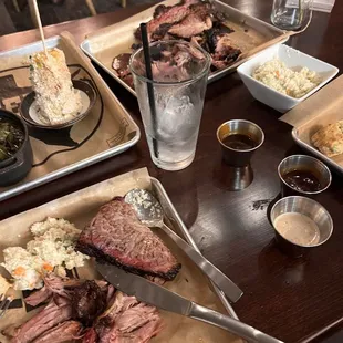 Brisket, pulled pork, elote corn &amp; coleslaw