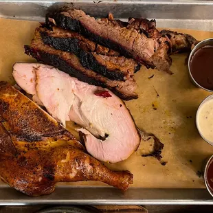 Brisket, turkey, and chicken