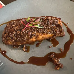 Pecan encrusted roasted salmon