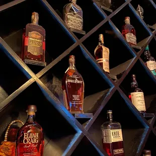 a wall of liquor bottles