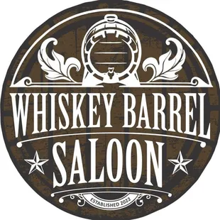 a barrel of whiskey with the words whiskey barrel saloon