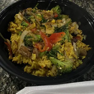 Hibachi bowl with steak and chicken