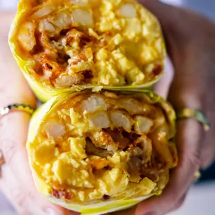 fried chicken breakfast burrito