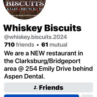 Whiskey Biscuits where you can get breakfast seven days a week from 8 AM to 8 PM