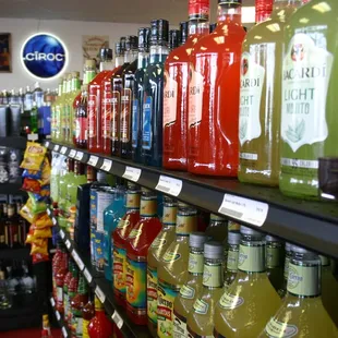a woman shopping in a liquor store