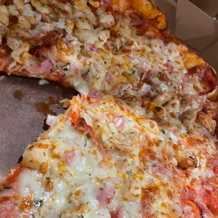 a slice of pizza in a box
