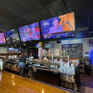 the bar and televisions