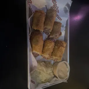 Reuben egg rolls