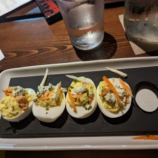 Buffalo chicken deviled eggs