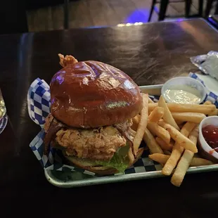 Fried chicken club sandwich. Pretty darn good!