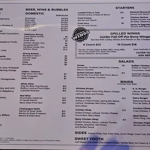 Food and Cocktail menu 3/6/24
