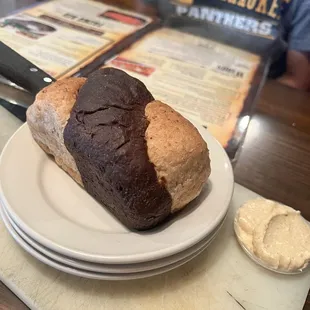 a loaf of bread on a plate