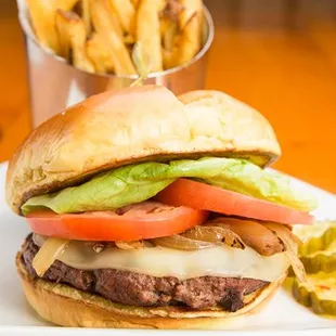 Bison Burger with hand-cut, fresh potato fries
