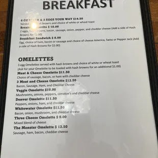 Breakfast menu (Oct 2023)