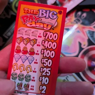 Fun lottery card machines against the back wall.