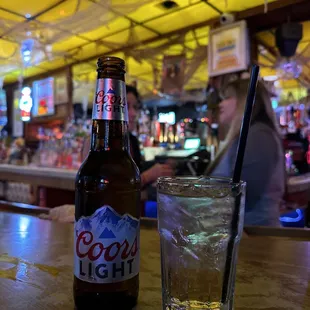 a beer and a glass