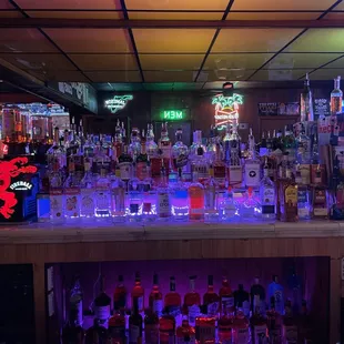 a bar filled with liquor