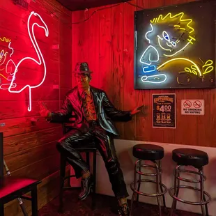 Lots of neon on the walls.