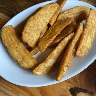 Potato wedges!!! Perfectly seasoned, best with ranch!! And yes it's home made