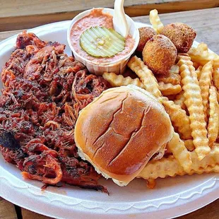 BBQ pulled pork plate! Never a bad choice.