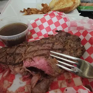 Medium Rare Ribeye Steak Dinner