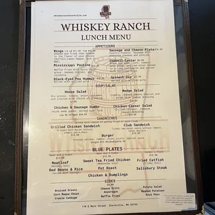 Lunch menu