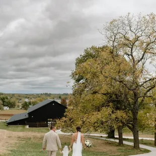 Concrete path connecting ceremony area on top of the ridge down to the barn and farmhouse