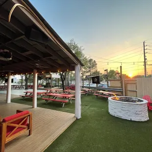 Newly remodeled outside patio with bar and dance floor.