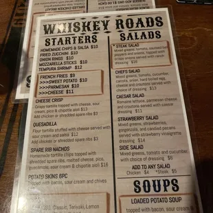 Front side of menu