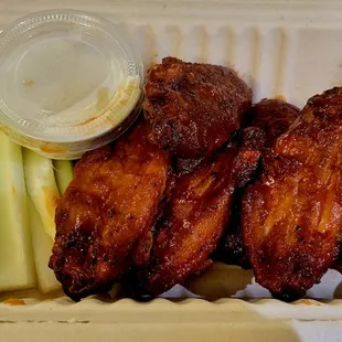 8pc Whiskey Smoked Chicken Wings &amp; Celery Sticks $10.38 (08/21/24). @WhiskeySmoke_808 #Kaneohe #Oahu #Hawaii #BBQ #FoodPorn